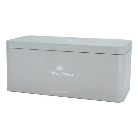 Caja de Aluminio Beige Arena Liso con Tapa 19x9x8cm Casa Nativa
