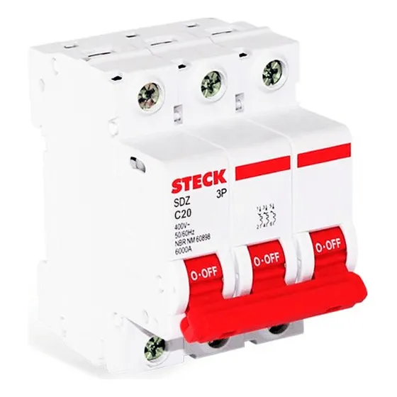 Interruptor Termomagnetico Ac 3 Polos Curva C Steck Pastilla
