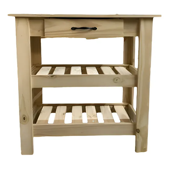 Mesa De Arrime Desayunador 1 Cajon + 2 Parrilas Pino 80cm