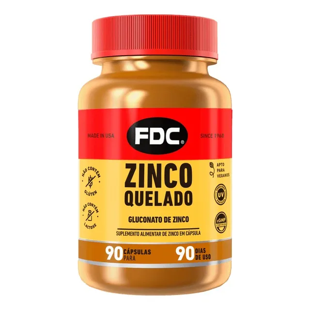 Zinco Quelado 90 Cápsulas Fdc Vitaminas Importado 