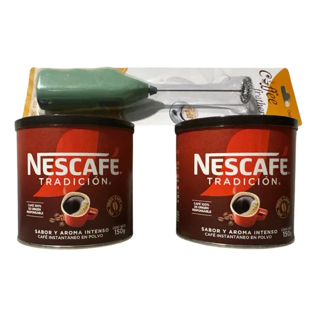 Nescafe Tradicion 150g  2uni + Mini Batidor, Espumador Revol
