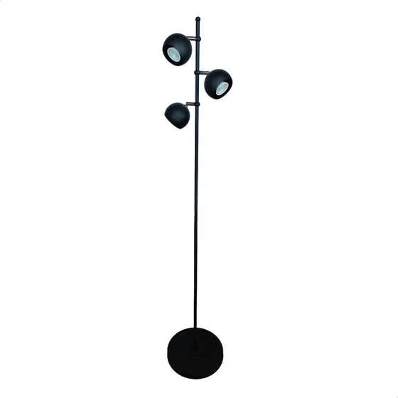 Lámpara De Pie Moderna Industrial Living 3 Luces Orientable Estructura Negro Pantalla Negro