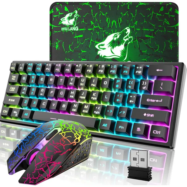 Combinación Teclado Y Mouse Inalámbricos Juegos, Teclado 61