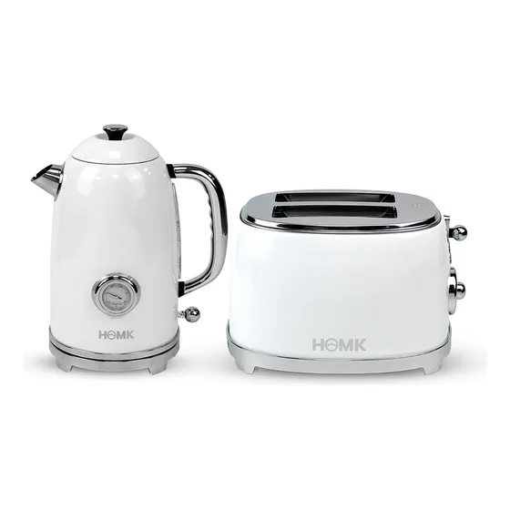 Set Tostadora + Pava Electrica Dali Design Blanco Homk