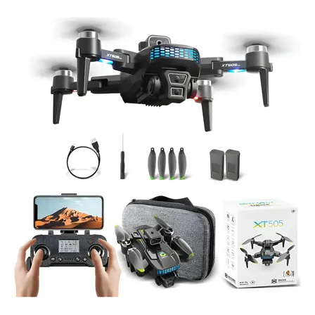 Drone Profissional Xt505 Dual Cam 4k 2 Baterias Brushless Preto