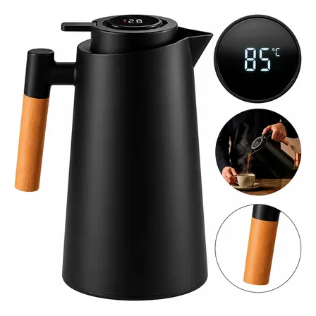 Garrafa Térmica 1 Litro Com Visor Digital Isolada A Vácuo Preto