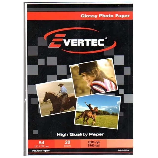 EVERTEC PAPEL FOTOGRAFICO GLOSSY 230G 100 HOJAS COLOR BLANCO
