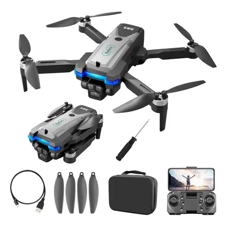 Drone S8s Pro Max Motor Brushles Camera Hd 4k 2 Bateria Full Cinza-escuro