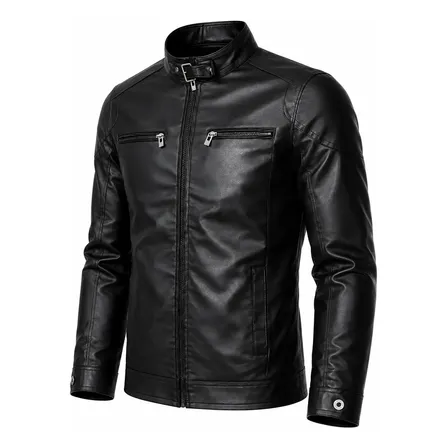Jaqueta Masculina Couro Sintético Impermeável Casual Premium Preto M