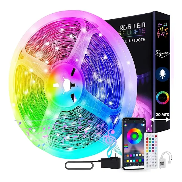 Cinta De Luz Led Rgb 20 Metros Tira Led + Control Bluetooth