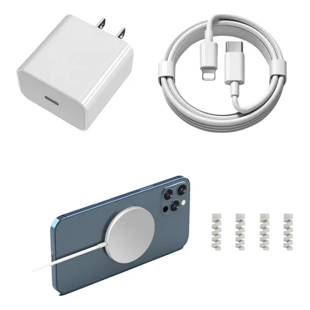 Kit 15w Cargador Inalámbrico Magnético + Cubo 20w +2m Cable Tipo C