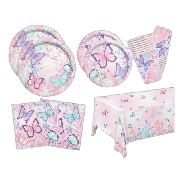 Suministros De Cumpleaños De Niña Con Mariposas Y Accesorios