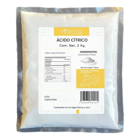 Acido Cítrico 2 Kilogramos Para Alimentos