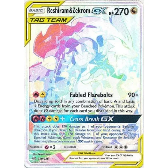 Reshiram & Zekrom Gx 259/236 Hyper Raro Pokemon Tcg