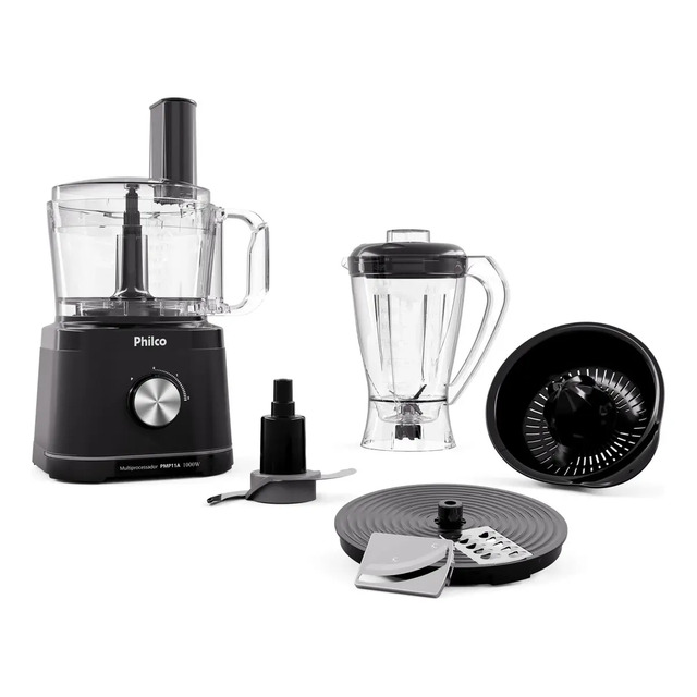 Multiprocessador Philco 5 Em 1 1000w Com Liquidificador 2,2l Preto Pmp11a 127v
