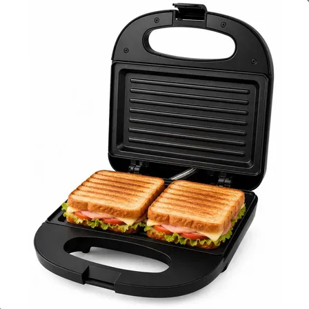 Sanduicheira Elétrica Grill Antiaderente Preta Para Lanches Preto 127v