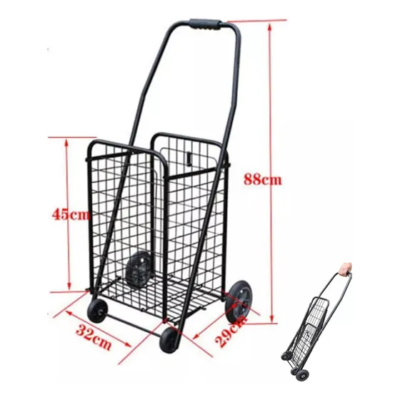 Carrito Mercado Metálico Grande  Plegable 4 Ruedas Solidas