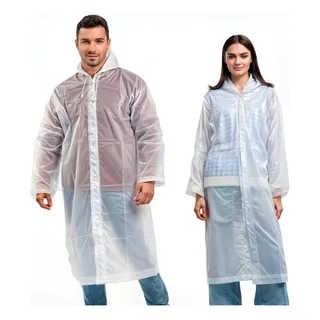 Kit 3 Capa De Chuva Reforçada Pvc Transparente Resistente Transparente Único