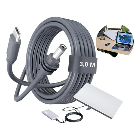Cabo Para Starlink Mini Usb-c Tipo C Com 3 Metros Para Power Bank Carregador Portátil Veicular Carro Acendedor Cinzeiro A Prova D'água Cabo De Alimentação 100w Cor Cinza Escuro Ice Coorel