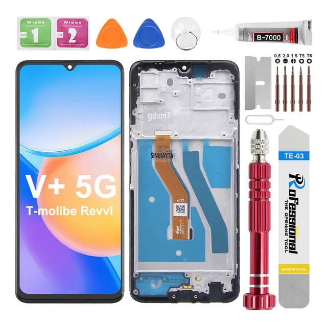 Okbichi Pantalla Para T-mobile Revvl V+ 5g Lcd Con Marco
