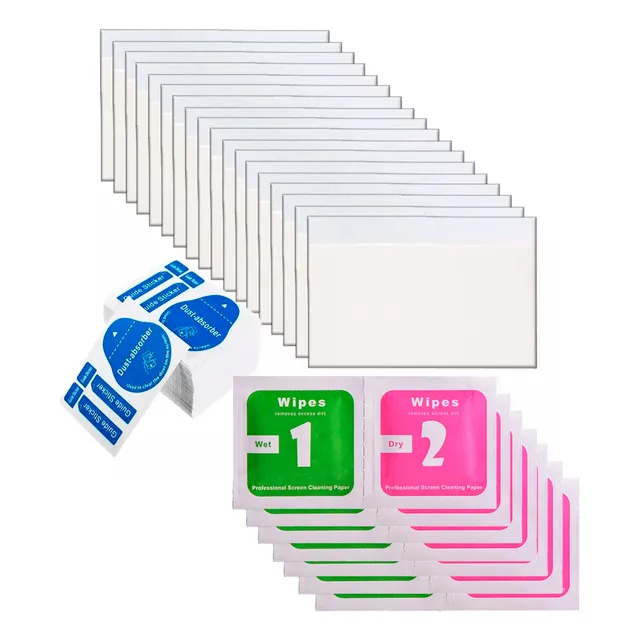 Kit 50 Espatula + 50 Sticker + 50 Limpeza Aplicação Película