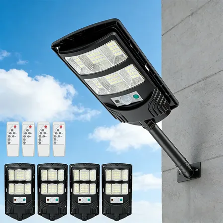 Kit 4 Luminária Solar Externa 300w Potente Preto