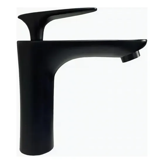 Grifería Baño Monocomando Lavatorio Baja Rory 1038 Acero 17cm Negra Color Negro