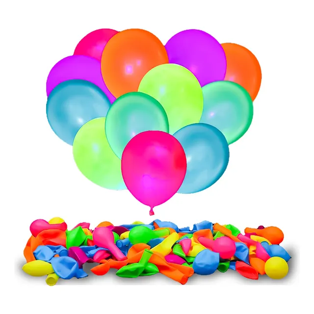 Pack 25 Globos Latex Neon Fluor Brillan En Oscuridad Fiestas