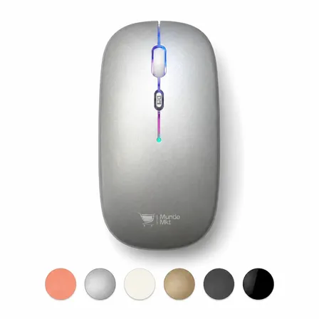 Mouse Inalámbrico MKT Óptico 1600 DPI Bluetooth y USB 2.4G Silencioso Plateado