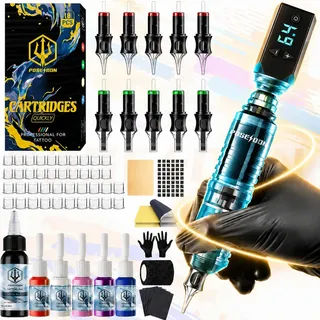 Xelvra Professional Wireless Tattoo Machine 13000rpm 2400mah Tattoo Kit With Inks And Battery For Beginners And Professional Tattooists With 69 Accessories Needles Cartridge Inks