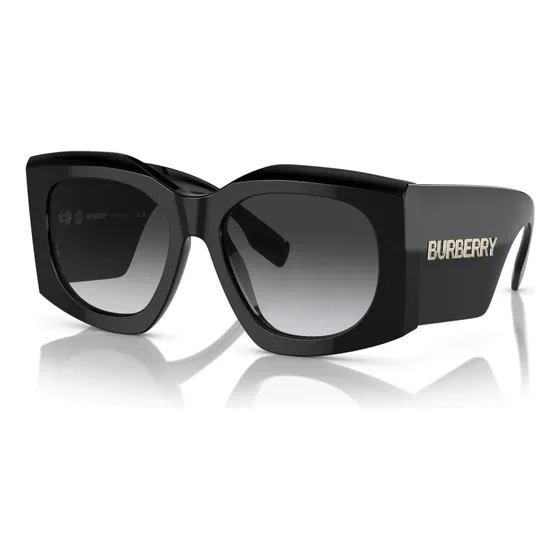 Lentes Anteojos Sol Burberry Be4388u Lente Gris Varilla Negro Armazón Negro Diseño 30018g-55-l