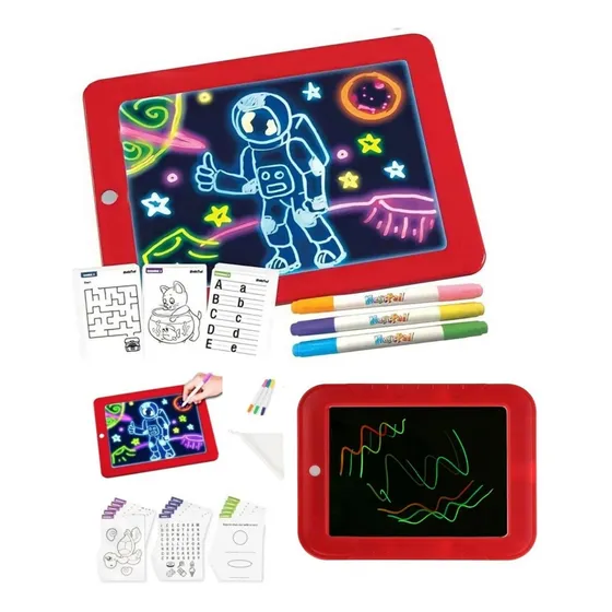 Pizarra Dibujo 3d Luminosa Luz Led Para Niños + Plumones