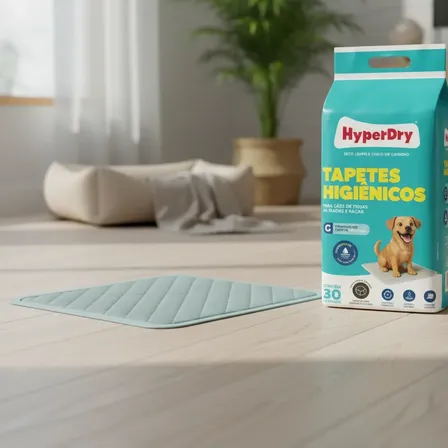 Tapete Higiênico Para Cães Hyperdry 60x90 Controle De Odor Branco/cinza