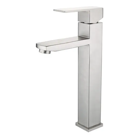 Grifo Llave Mezclador Alto Monomando Lavamanos Acero Inox.