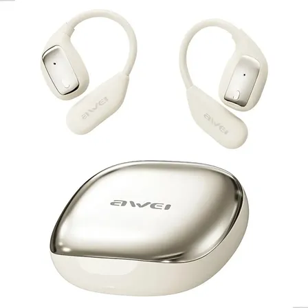 Fone De Ouvido Bluetooth Tz12 Esportivo Sem Fio Corrida Cor Bege
