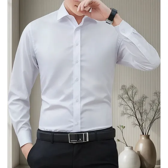 Camisas Slim Fit Entallados De Hombre Algodón Licra Slim Fit