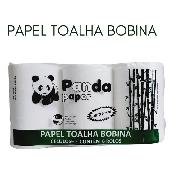 Papel Toalha Bobina P/ Secar As Mãos 20cm Macio Branco Panda