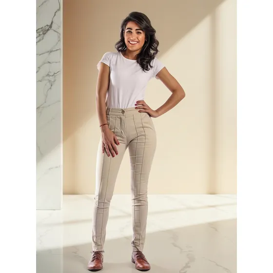 Pantalon Bombachin 2 Alforza Dama Beige -  Tienda Ecuestre