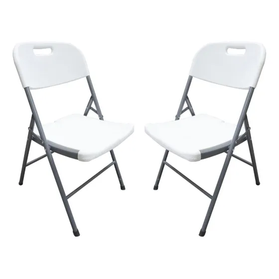 Silla Plegable Plástica Blanca 180kg Set X2 Unidades Eventos