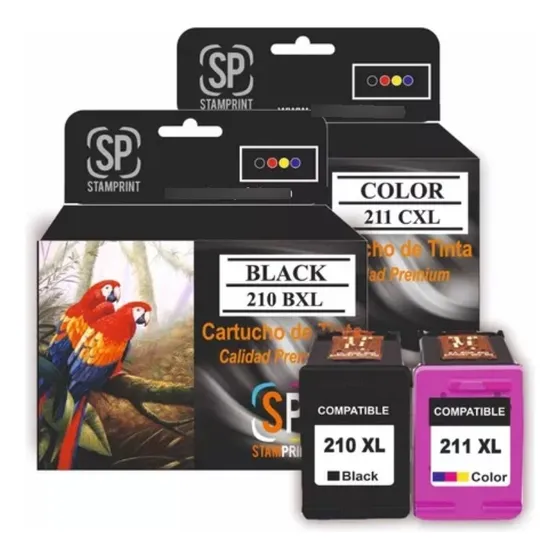  Cartuchos Tinta Canon 210 Y 211 Xl Negro Y Color Stamprint 