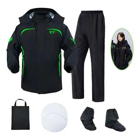 Impermeable Motociclista Reflejante Para Lluvia Con Capucha