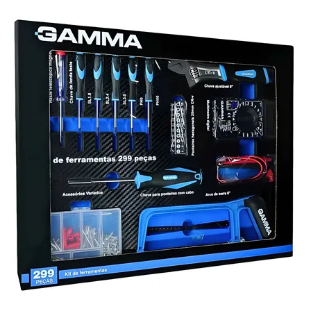 Jogo Kit Maleta Ferramentas 299 Peças Gamma G19565ac