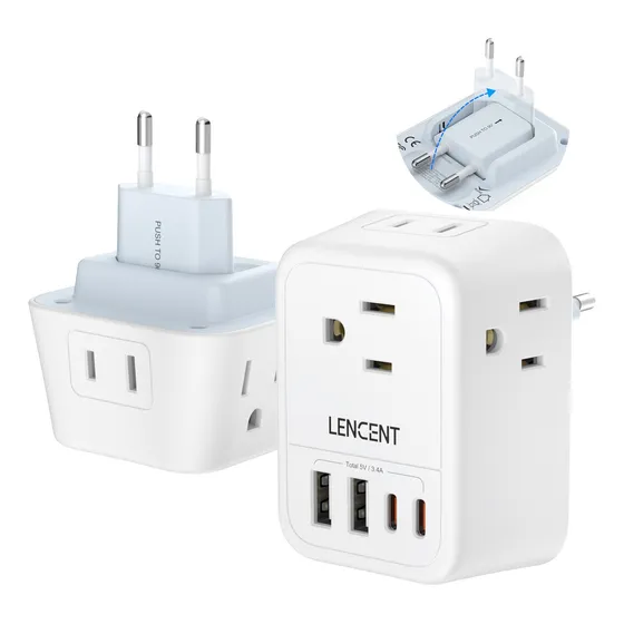 Clavija Adaptador Europeo Enchufe Viaje Con Usb-c Cargad Ráp