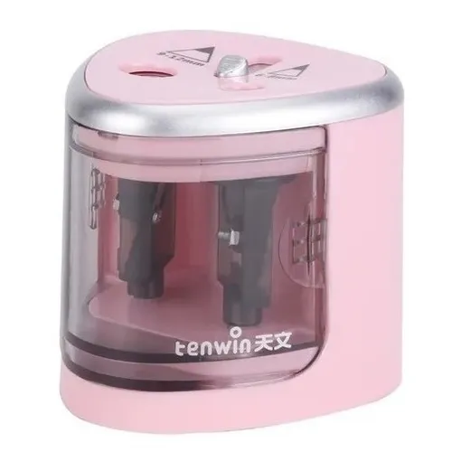 Sacapuntas eléctrico de doble batería para lápices comunes y gigantes, color rosa