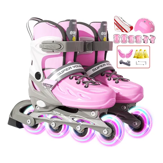 Patines En Linea Niños Luminosas Ajustables Con Protección