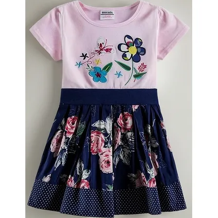 Vestido Importado Niña De Algodón Con Aplicación