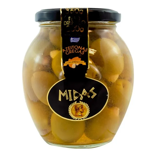 Azeitona Grega Midas Recheada Com Amêndoas 370g 