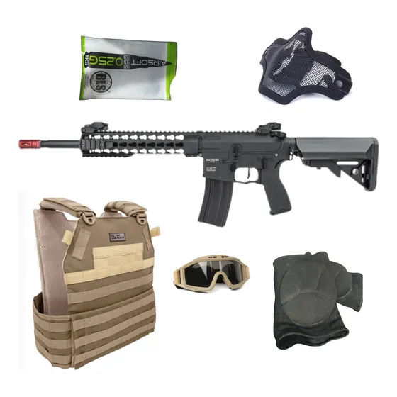 Airsoft Riflem 4 Rossi Neptune10 Keymod10 Automática 6mm Kit