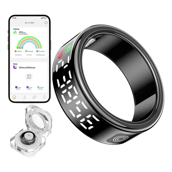 Anillo Inteligente Ip68 Resistencia Al Agua Negro Talle 9