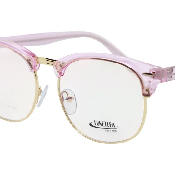 Armazones Lentes Rosa Metal Flex Medio Marco